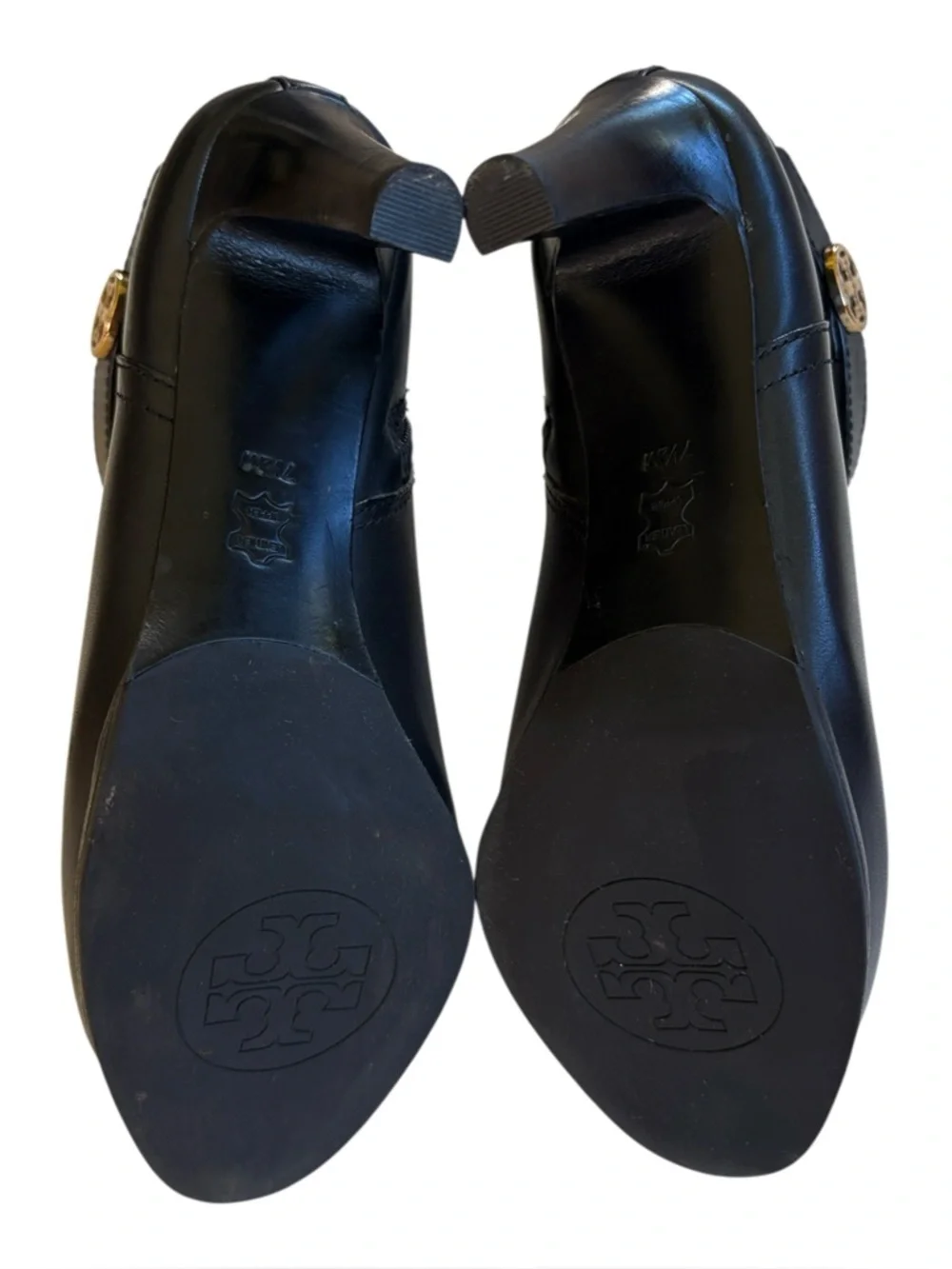 EUC Tory Burch Leather Bristol Heeled Ankle Boots Black Size 7.5